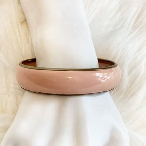 Vintage 1990s Pink Brass & Acrylic Bangle (EUC)
